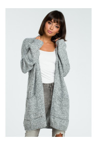 BK001 Long cardigan - graphite melange