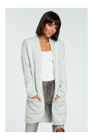 BK001 Long cardigan - grey melange