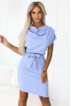  240-6 ROXI dress with asymmetrical skirt and belt - light blue 