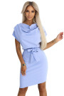  240-6 ROXI dress with asymmetrical skirt and belt - light blue 