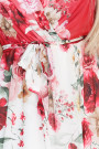  603-1 Airy wrap maxi dress with floral pattern red roses 