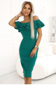  599-2 CARMEN Fitted midi dress in spanish style - green 
