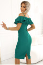  599-2 CARMEN Fitted midi dress in spanish style - green 