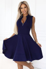  573-2 Exclusive dress with flared bottom and gold zipper - navy blue 