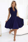  573-2 Exclusive dress with flared bottom and gold zipper - navy blue 