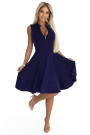  573-2 Exclusive dress with flared bottom and gold zipper - navy blue 