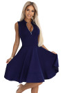  573-2 Exclusive dress with flared bottom and gold zipper - navy blue 