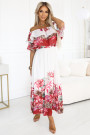  606-1 Long summer dress in a floral red ombre pattern? 