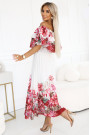  606-1 Long summer dress in a floral red ombre pattern? 