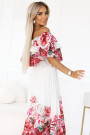  606-1 Long summer dress in a floral red ombre pattern? 