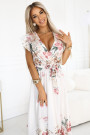  609-1 Satin maxi dress with plunging neckline and floral ombre boho elegance 