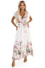  609-1 Satin maxi dress with plunging neckline and floral ombre boho elegance 