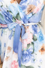  603-3 Airy wrap maxi dress with floral pattern blue roses 