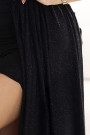  600-1 SELENA stunning long one-shoulder dress with glitter shine and a slit on the leg BLACK 