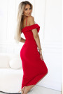  564-10 CALLIE Off-the-shoulder midi dress with neckline - red 