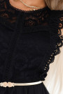 454-5 GRETA lace dress with tulle skirt and gold belt - black 