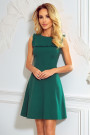  615-1 BLANKA Trapeze green dress with ruffle neckline | Numoco 