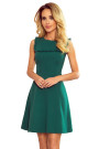  615-1 BLANKA Trapeze green dress with ruffle neckline | Numoco 