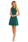  615-1 BLANKA Trapeze green dress with ruffle neckline | Numoco 