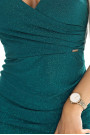  610-2 Dazzling Glitter Pencil Dress with Wrap Neck and Straps Green 