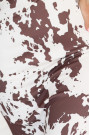  611-1 SAVANNAH strapless fitted dress in brown and white boho pattern 