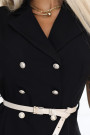  596-3 Elegant midi shirt dress with gold buttons and belt - black 