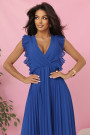  315-8 EMILY Pleated dress with ruffles and neckline - cornflower blue 