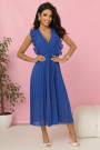  315-8 EMILY Pleated dress with ruffles and neckline - cornflower blue 