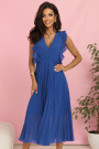  315-8 EMILY Pleated dress with ruffles and neckline - cornflower blue 