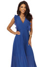  315-8 EMILY Pleated dress with ruffles and neckline - cornflower blue 