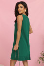  308-4 KARINE - trapezoidal dress with asymmetrical pleat - green 