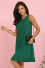  308-4 KARINE - trapezoidal dress with asymmetrical pleat - green 