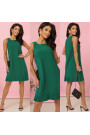  308-4 KARINE - trapezoidal dress with asymmetrical pleat - green 