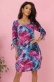 323-2 Comfortable oversized dress with ties on the sleeves - colorful flowers 