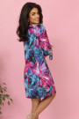  323-2 Comfortable oversized dress with ties on the sleeves - colorful flowers 