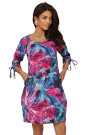  323-2 Comfortable oversized dress with ties on the sleeves - colorful flowers 