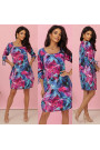  323-2 Comfortable oversized dress with ties on the sleeves - colorful flowers 