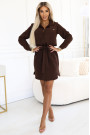  284-5 CAMILLE Shirt dress with pockets and ties - chocolate 