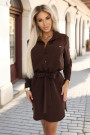  284-5 CAMILLE Shirt dress with pockets and ties - chocolate 