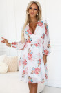  388-3 FRANCES chiffon wrap dress with long sleeves - mallows 