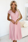  381-6 LINDA - chiffon dress with lace neckline - dirty pink 