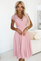  381-6 LINDA - chiffon dress with lace neckline - dirty pink 