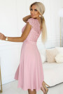  381-6 LINDA - chiffon dress with lace neckline - dirty pink 