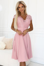  381-6 LINDA - chiffon dress with lace neckline - dirty pink 
