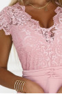  381-6 LINDA - chiffon dress with lace neckline - dirty pink 