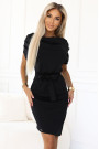  240-8 ROXI dress with asymmetrical skirt and belt - BLACK 