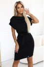  240-8 ROXI dress with asymmetrical skirt and belt - BLACK 