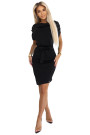  240-8 ROXI dress with asymmetrical skirt and belt - BLACK 