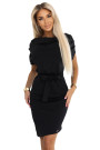  240-8 ROXI dress with asymmetrical skirt and belt - BLACK 