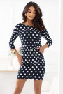  13-167 Sports dress with ties and pockets - navy blue with white polka dots 